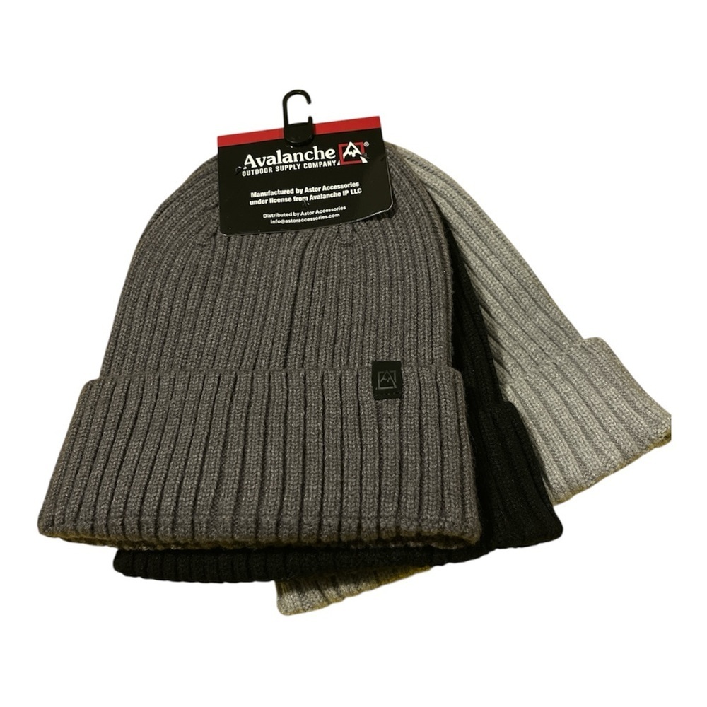 Avalanche 3 Pack of Men's Hats Black & Grays, NWT